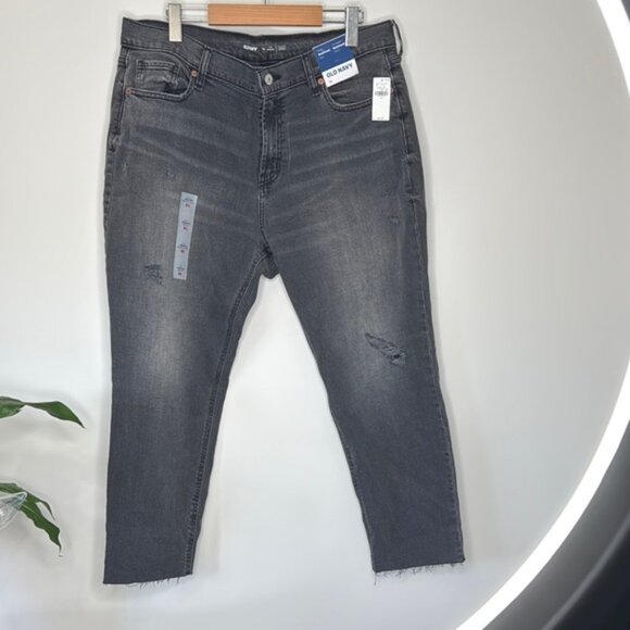 Old Navy Women Gray Distressed Ankle Cropped Jeans with Stretch Plus Size 14 - Picture 1 of 11